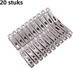 20 stuks - Platte clip roestvrij staal clip - vast winddicht - geschikt voor thuis wasknijpers om dekbedden te drogen - love small platte clip (veer roestvrij staal) - zilver — thumbnail 1