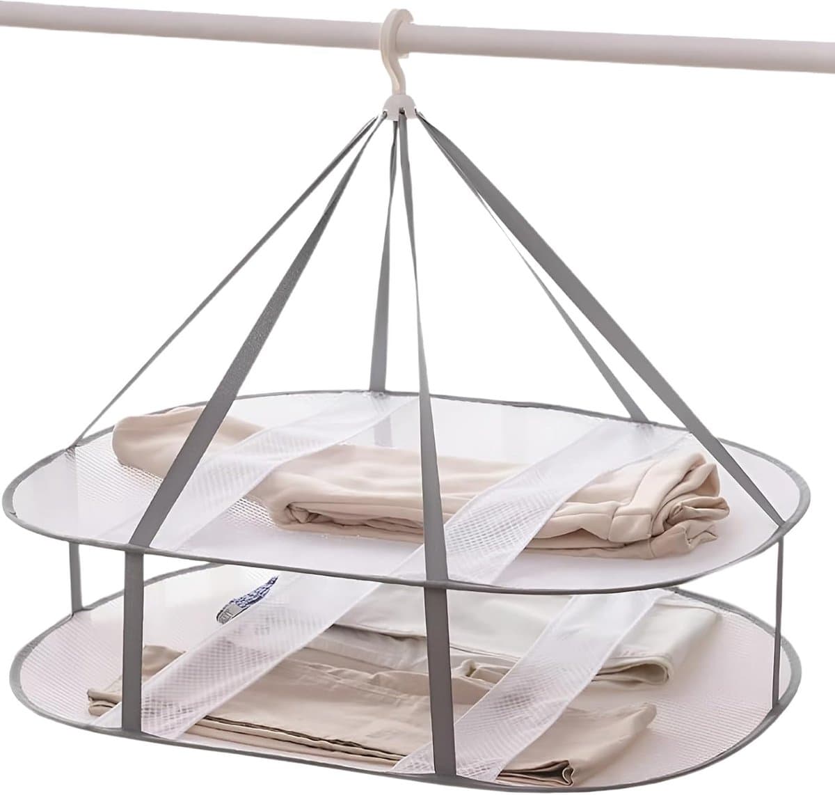 Droogrek voor kleding - Opvouwbaar plat droogrek voor kleding - Draagbaar droogrek van gaas - Geschikt voor appartementen, binnen en buiten, reizen, kleding, speelgoed, truien — afbeelding 1