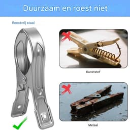 EXCITAT Wasknijpers - Handdoekklemmen - Winddichte clips - Strandhanddoekklemmen - Metalen clips voor wasgoed, strandlakens en dikke kleding - 6 stuks — thumbnail 2