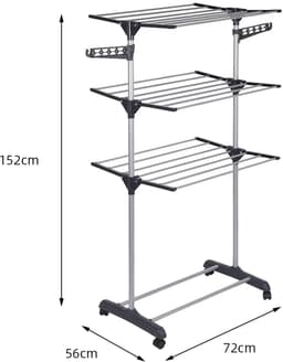 PIPIPOXER Droogrek-kledingrek, opvouwbare standaard, wielen 72*56*152cm — thumbnail 2