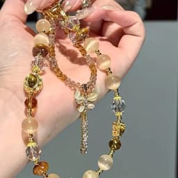 Telefoon - Sieraad - Hanger - Gsm - Ketting - Pols - Kralen - Vlindertje - Goud kleurig — thumbnail 2