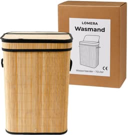 Lomera Wasmand Bamboe - Wassorteerder - 72 Liter - Klapdeksel - Uitneembare Waszak - Wasbare Binnenzak - Natuurlijk Bruin - Lichtgewicht Wasmand - Compact Formaat - Ruimtebesparend Ontwerp - Stevige Constructie — thumbnail 5