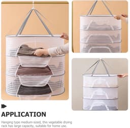 Drielaagse opvouwbare wasmand met ritsnet, opvouwbaar droognet voor kleding, droogrek voor kleding — thumbnail 3