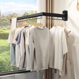 Inklapbaar droogrek voor balkon en muur - drievoudig vouwbaar wasrek voor buiten zwart — thumbnail 4