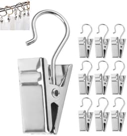 10 stuks - Gordijncliphaak - Gordijnhaken - Lengte 32 mm - Zilver - Gordijnclip met haak - Gordijnhaken Clips - gordijnhaken voor kabelklemmen - Clips met haken voor gordijnen - Voor Slaapkamer, Badkamer, Huisdecoratie — thumbnail 1