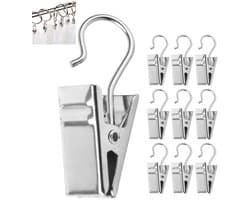 10 stuks - Gordijncliphaak - Gordijnhaken - Lengte 32 mm - Zilver - Gordijnclip met haak - Gordijnhaken Clips - gordijnhaken voor kabelklemmen - Clips met haken voor gordijnen - Voor Slaapkamer, Badkamer, Huisdecoratie