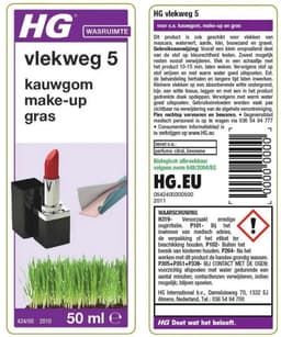 6 x HG - Wasruimte - Vlekweg 5 - Kauwgum, Make-Up & Gras - 50 ml - Vlekkenverwijderaar - Vlekken Uit Textiel - Hardnekkige Vlekken - Make-up Vlekken - Gras Vlekken — thumbnail 5