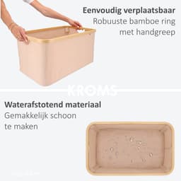 KROMS Wasmand opvouwbaar - Zand - 45L - Laundry basket - Heupwasmand - Opvouwbare wasmand - Opbergmand — thumbnail 4