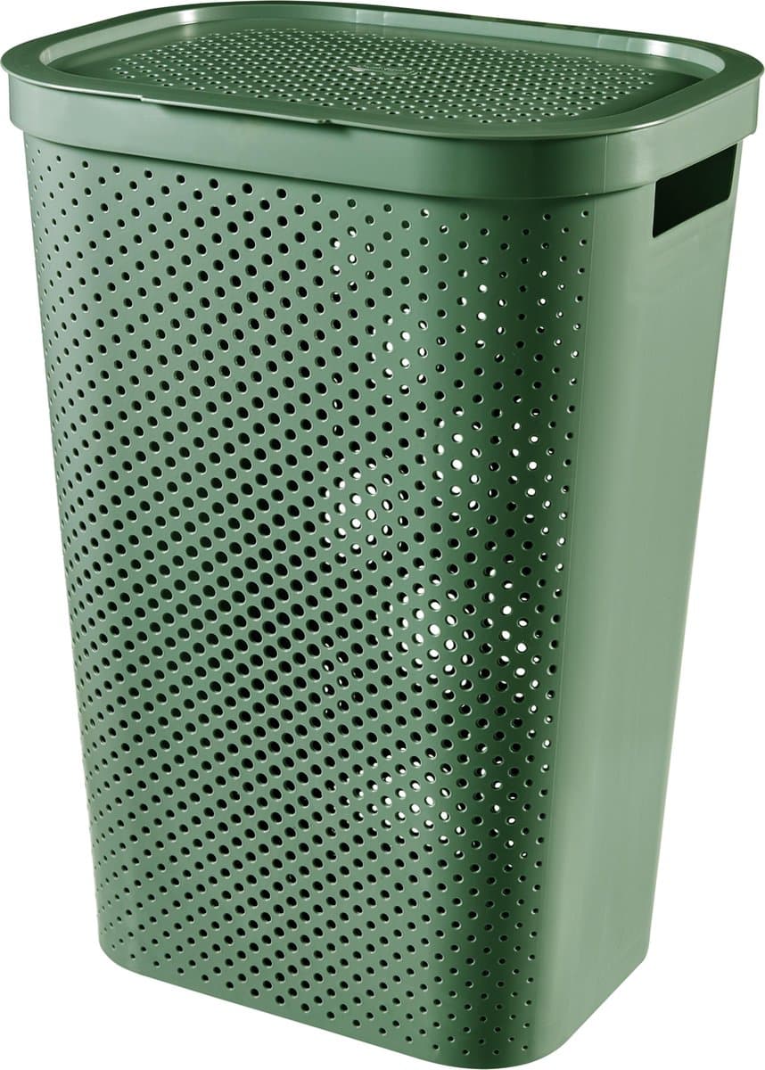 Curver Infinity Recycled Dots Wasmand met deksel - 60L - Groen — afbeelding 1