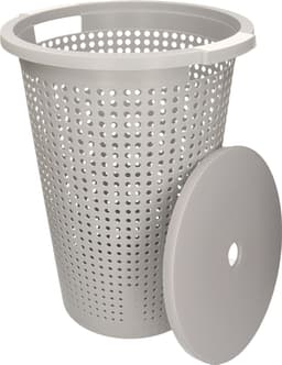 Wasmand met deksel - grijs - 35 liter - 40 x 52 cm - kunststof - rond - wasbox - mand voor wasgoed — thumbnail 3