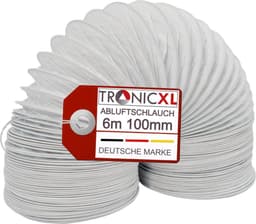 TronicXL PVC afvoerslang - 100 mm - 6 m - voor uw droger, airconditioning, toe en afvoerlucht installatie en meer - 4 inch - universeel — thumbnail 1