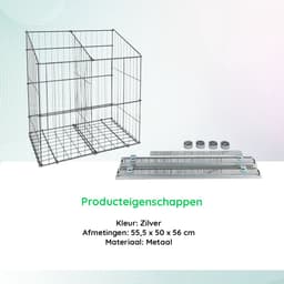 Eleganca Uittrekbare Wasmand - Wasmand 2 vakken - Met Tussenschot - 55,5 x 50 x 56 cm - Wassorteerder - Metaal — thumbnail 3