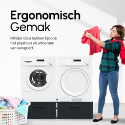 Bodo® - Wasmachine Verhoger - Dubbel - Kast - Ombouw met Lade - Zwart - 127x54x31cm — thumbnail 2