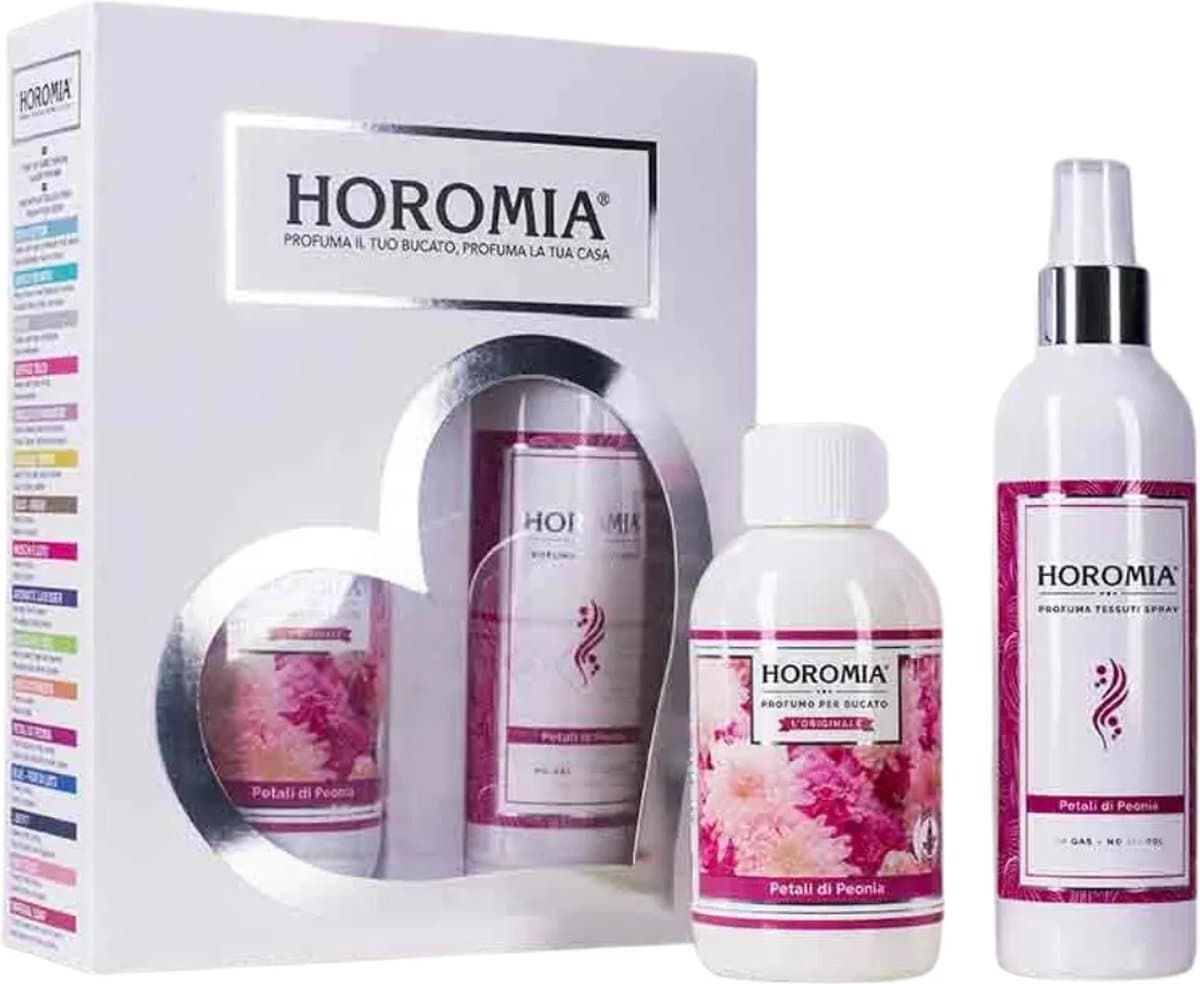 Horomia Geschenkset Petali di Peonia - Wasparfum en textielspray - Geur bij de Was - Wasgeurtje - Parfum voor de Was - Parfum bij de Was - Geurbooster — afbeelding 1