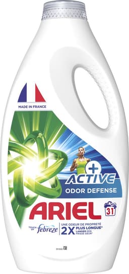Ariel Vloeibaar Wasmiddel +Actieve Odor Defense - Vleugje Ambi Pur - 4 x 31 Wasbeurten - Voordeelverpakking — thumbnail 3
