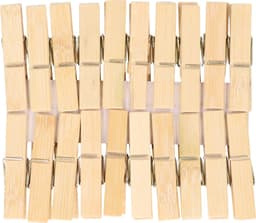 Wasknijpers voor wasgoed ophangen - bamboe hout - 160x stuks - beige - 7 cm — thumbnail 3