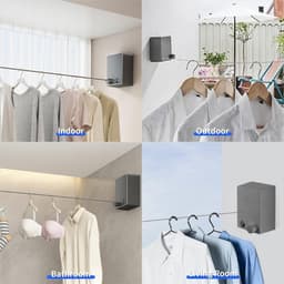 Uitschuifbare waslijn 42 m - uittrekbaar tot 20 kg - slot - voorkomt doorhangen - badkamer balkon bijkeuken slaapkamer — thumbnail 5