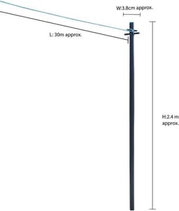 Pole Post met Waslijn en Bodemhuls - Zware Donkergrijs Blauwgroen - 24 m washing line — thumbnail 3