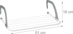 droogrek hangend - set van 3 - 3 m drooglengte - voor balkon - radiator - staal — thumbnail 3