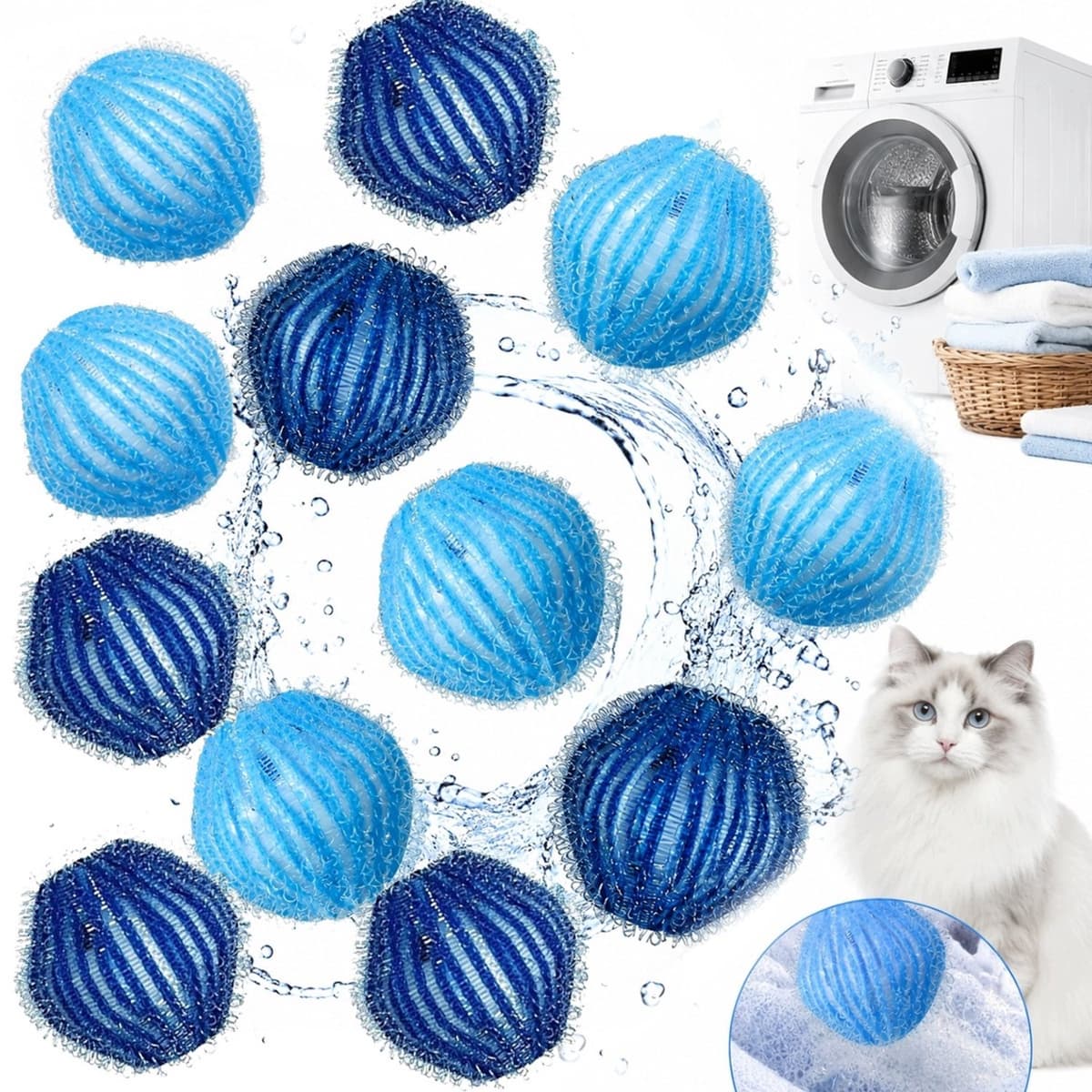 12x Wasmachines Ballen - Anti-klit & Verwijderen Huisdier Haar — afbeelding 1