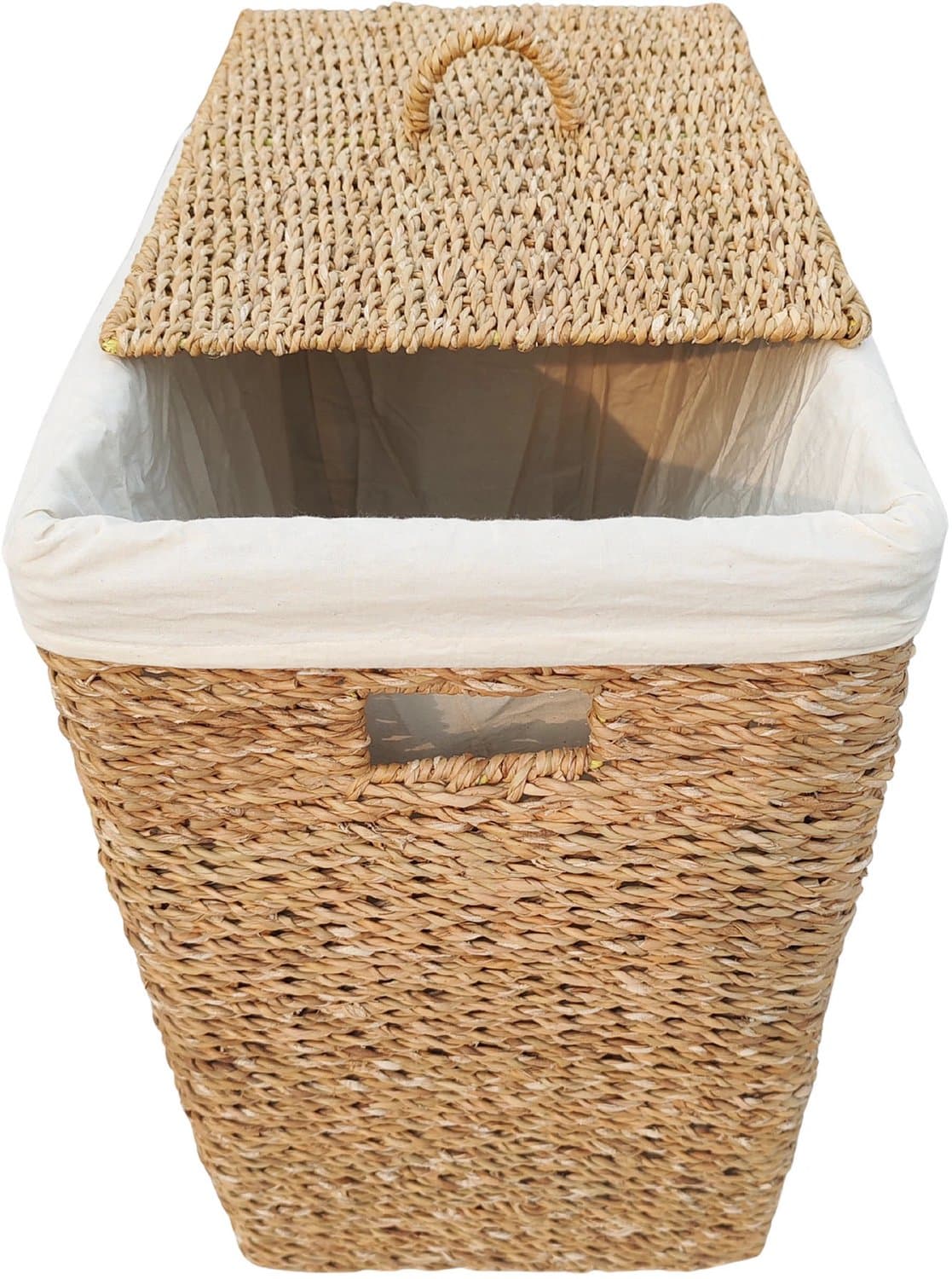 Rechthoekige opbergmand met deksel – zeegras – 90 liter – naturel — afbeelding 1