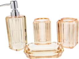 1set Badkameraccessoires Transparante Zeeppomp Tandborstelhouder Zeepschotel Mondspoelbekertje Compact Duurzaam Voor Thuis of Hotelgebruik — thumbnail 1