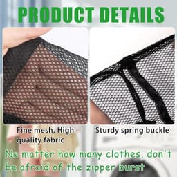 Extra Grote Wasnetzak - Wit + Zwart - 70 x 90 cm - Polyester Waszak met Trekkoord - Voor Kleding en Reisorganisator — thumbnail 2