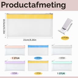Transparante Geldzak Set van 6 - Klein - PVC Muntzakken met Rits - Voor Documenten en Cosmetica — thumbnail 5