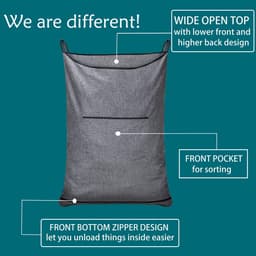 Wasmand, hangende wasmand met ophanghaken, ruimtebesparende badkamer boven de deur waszak (geliefd Heather Grey, 2 stuks) — thumbnail 4