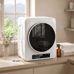 REDOM - Mini luchtafvoerdroger - 5 kg RVS trommel - Vochtigheidssensor met automatische stop - ECO en extra droog - Wit - 49 x 43 x 61 cm — thumbnail 3