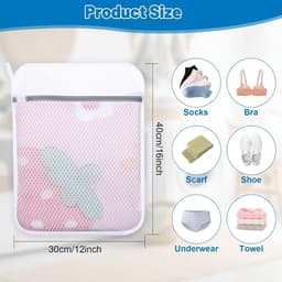 Duurzame Honingraat Mesh Tassen voor Delicate Kleding - Herbruikbare 12"x16" Wassen en Beschermen — thumbnail 4