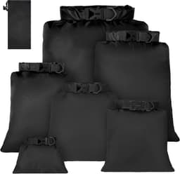 Dry Bags 6 Stuks, Lichtgewicht Dry Bags, Compressiezak Voor Kano's Met Zakken Van 1,5 L/ 2,5 L/3 L/ 3,5 L/5 L En 8 L, Voor Kajakken, Raften, Varen, Wandelen, Reizen, zwart — thumbnail 2
