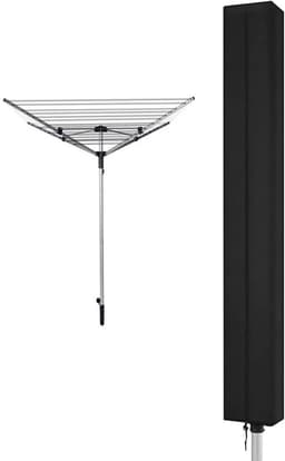 Droogmolen Hoes - 165 x 16 x 16 cm - Beschermhoes Universeel - Oxford-stof - Met rits en trekkoord - Heavy Duty Roterende Waslijn Afdekking - Waterdicht - Stofdicht - Winddicht - UV-bescherming - Geschikt voor tuinen, terrassen, buitengebruik - Zwart — thumbnail 1