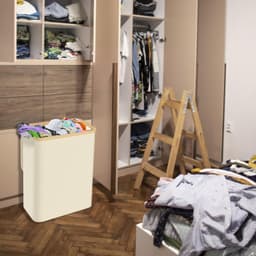 Wasmand 140 l met deksel 3 delen - uitneembare netwassorteerder waszak waszak wasmand wasmand met handgrepen voor handdoeken, kleding, speelruimte — thumbnail 4