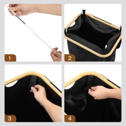 100 liter, wasmanden met handgrepen, wasverzamelaar met uitneembare waszakken, grote opvouwbare wasmand met deksel, voor bijkeuken, slaapkamer, zwart — thumbnail 3