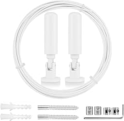 Roestvrijstalen gordijnkabel van 5 meter met wandbeugelset, kabelspanset voor gordijnen, douchegordijnen en waslijn, draagvermogen tot 20 kg — thumbnail 1