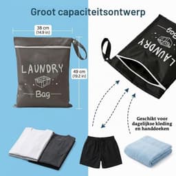 Reisset met 2 Stuks, Waterdichte Waszakken voor Vuile Kleding, Vouwbare Tas voor Sport, Zwemmen en Kamperen, Geurvrije Ontwerp en Ideaal voor Vakanties — thumbnail 5