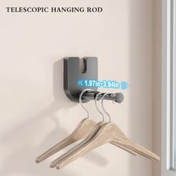 Waslijn - Uitschuifbare waslijn voor binnen, niet-doorhangende waslijn voor buiten, 4,2 meter lange, stevige waslijn met telescopische ophangstang, ruimtebesparende waslijn voor wandmontage (Zwart) - 13.5 x 9 x 4.5cm — thumbnail 4