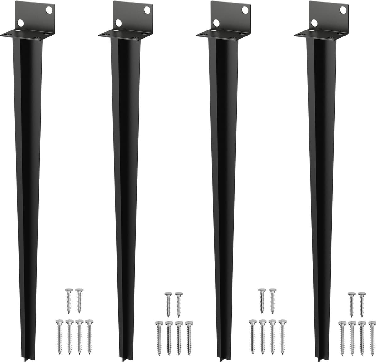ACXIN Grondanker voor houten palen - 70 cm - 4 stuks - Zwart — afbeelding 1