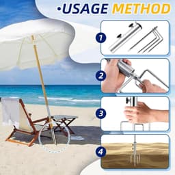 Verstelbare parasolstandaard van metaal met haringen en haken voor tuin, strand en camping, robuust grondanker — thumbnail 3