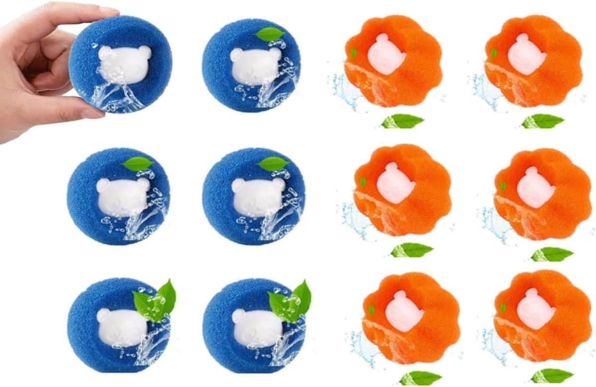 SnelShoppen - 12-delige Haarvanger voor Wasmachine, Herbruikbare Anti-Haarballen, Ideaal voor Kleding en Beddengoed, Diameter 5 cm — afbeelding 1