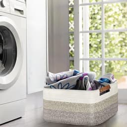 opvouwbare wasmand, wasmand voor deken, speelgoed, handdoeken, geweven manden voor opslag, kinderkamer, huisdecoratie, woonkamer, 55 x 38 x 30 cm, kleurverloop bruin — thumbnail 4