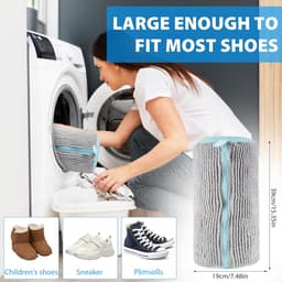 Thijox - Schoenwaszak 2 Stuks - Waszak Voor Sneakers, Anti-Vervorming Met Ritssluiting, Herbruikbare Schoenen Waszak, Grijs, Voor Wasmachine, Ideaal V — thumbnail 5