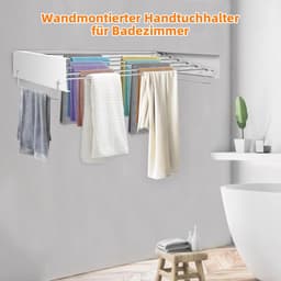 Droogrek Wandmodel - Uitschuifbaar Droogrek - Kleding Drogen - Roestvrij Staal - 6 Meter Drooglijn - Wit — thumbnail 2