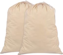 Thijox - Waszak set van 2 - 71 x 91 cm, 100% katoen, duurzame wasverzamelzak met trekkoord - 75 l extra grote opvouwbare waszak voor thuis, camping en — thumbnail 1
