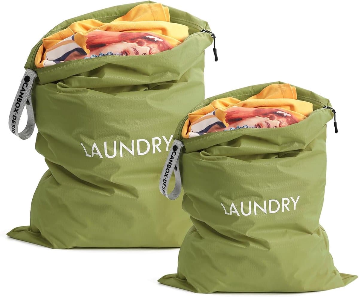 SnelShoppen - 2 Pack Waterdichte Vouwbare Waszakken, Grote Opbergtassen voor Vuile Kleding, Ideaal voor Thuis en Reizen, Scheurbestendig Materiaal, 60 — afbeelding 1