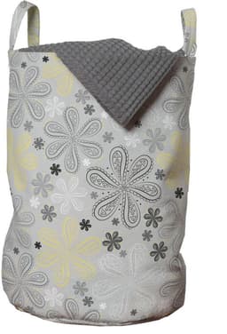 New Bed Grijs Gele bloem Wasmand met Handvatten en Koordsluiting, 33 cm x 48 cm — thumbnail 1