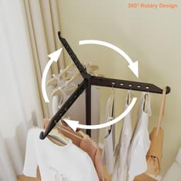 Thijox - Droogrek Kleding Binnen en Buiten - 360° Rotatie Wasstandaard met 3 Armen - Opvouwbaar en In Hoogte Verstelbaar tot 136 cm - Zwart voor Tuin — thumbnail 3