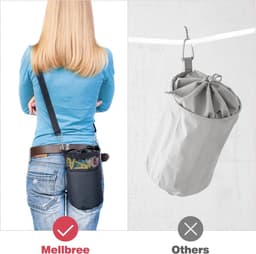 Mellbree Wasknijpertas met schouderriem en ophanghaakjes, handsfree klemmen organizer voor maximaal 150-200 wasknijpers, ideaal voor het opbergen van wasknijpers binnen en buiten, zwart, M, zwarte tas — thumbnail 2
