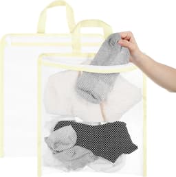 Set van 2 kleine ophangnetten voor wasmachine in gaas voor delicate kleding, lingerie en sokken met ritssluiting, 33 x 29 cm — thumbnail 2